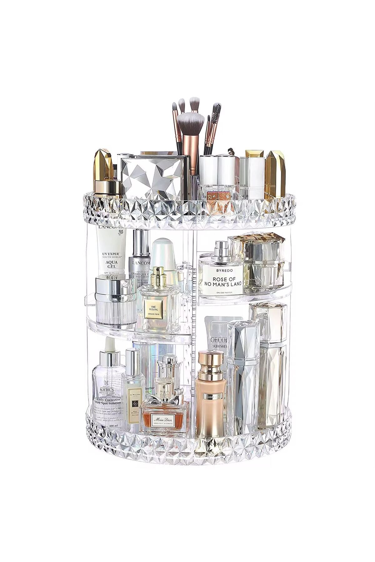 Organizator Cosmetice Rotativ 360°, Design Compact, Ideal Pentru Machiaj, Transparent