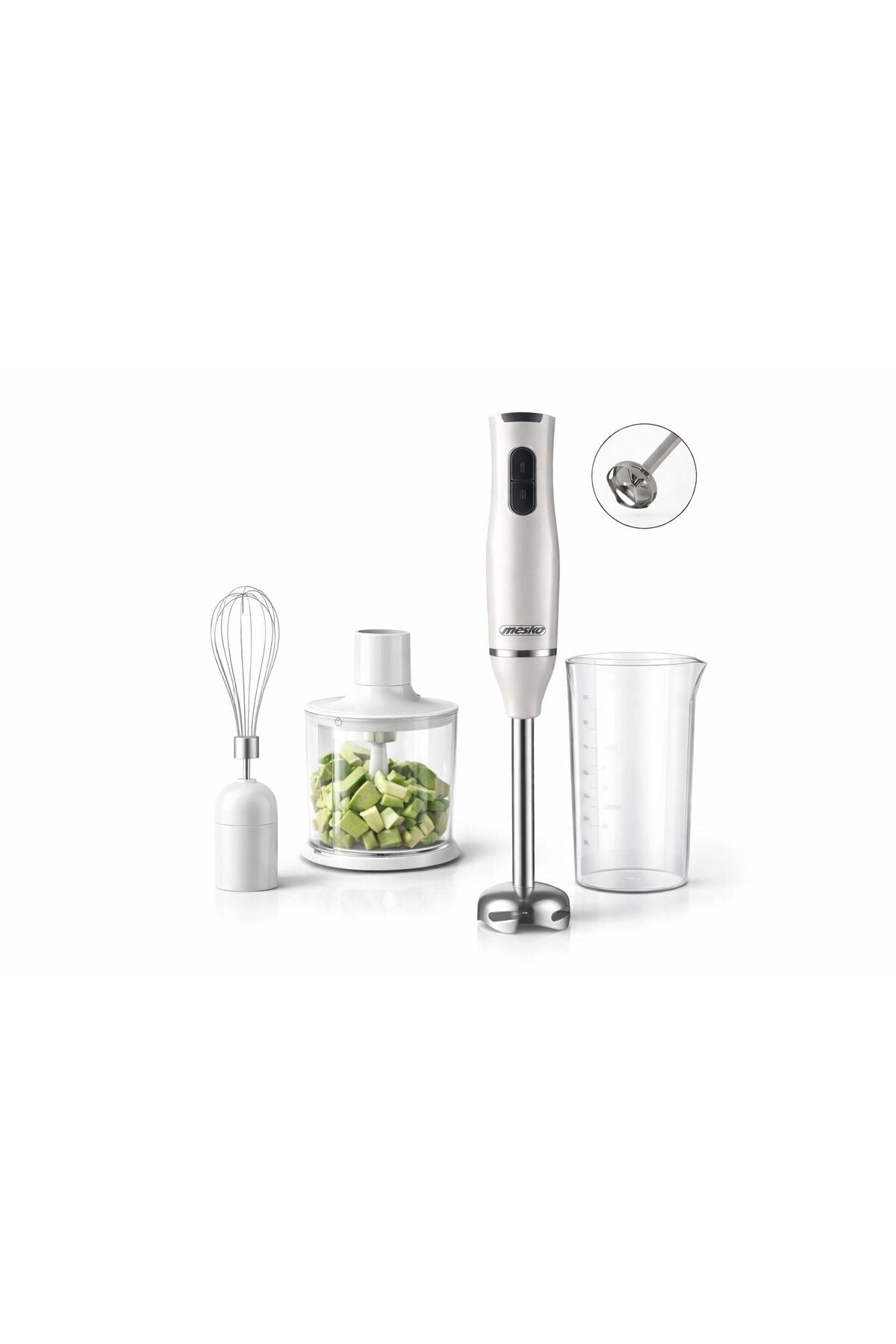 Blender de mână MS 4629, 800W, Set complet cu tel, tocător 500ml și recipient gradat 2 viteze