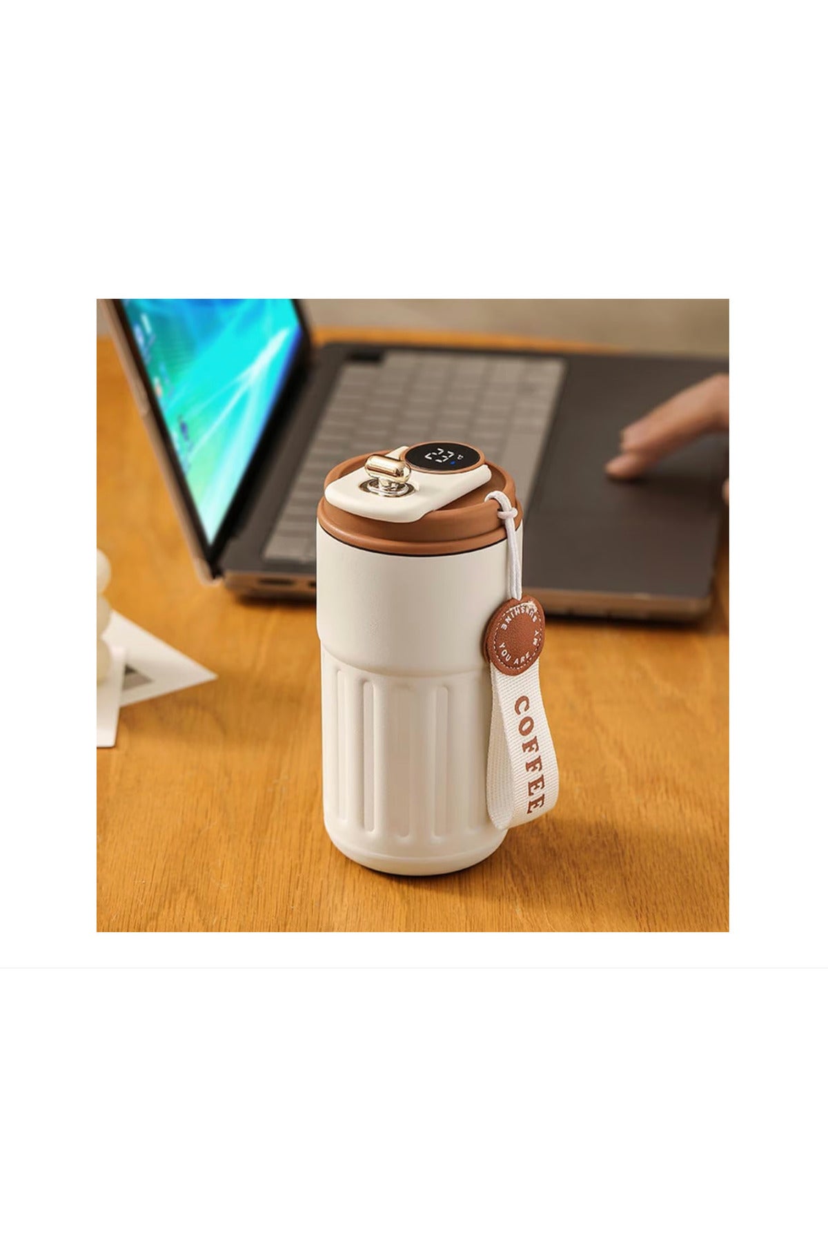 Cana termos cafea, afișaj digital al temperaturii-oțel inoxidabil, păstrează băuturile calde / reci