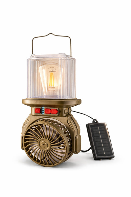 Lampa Camping cu Ventilator Solar HurryBolt HB-F718W