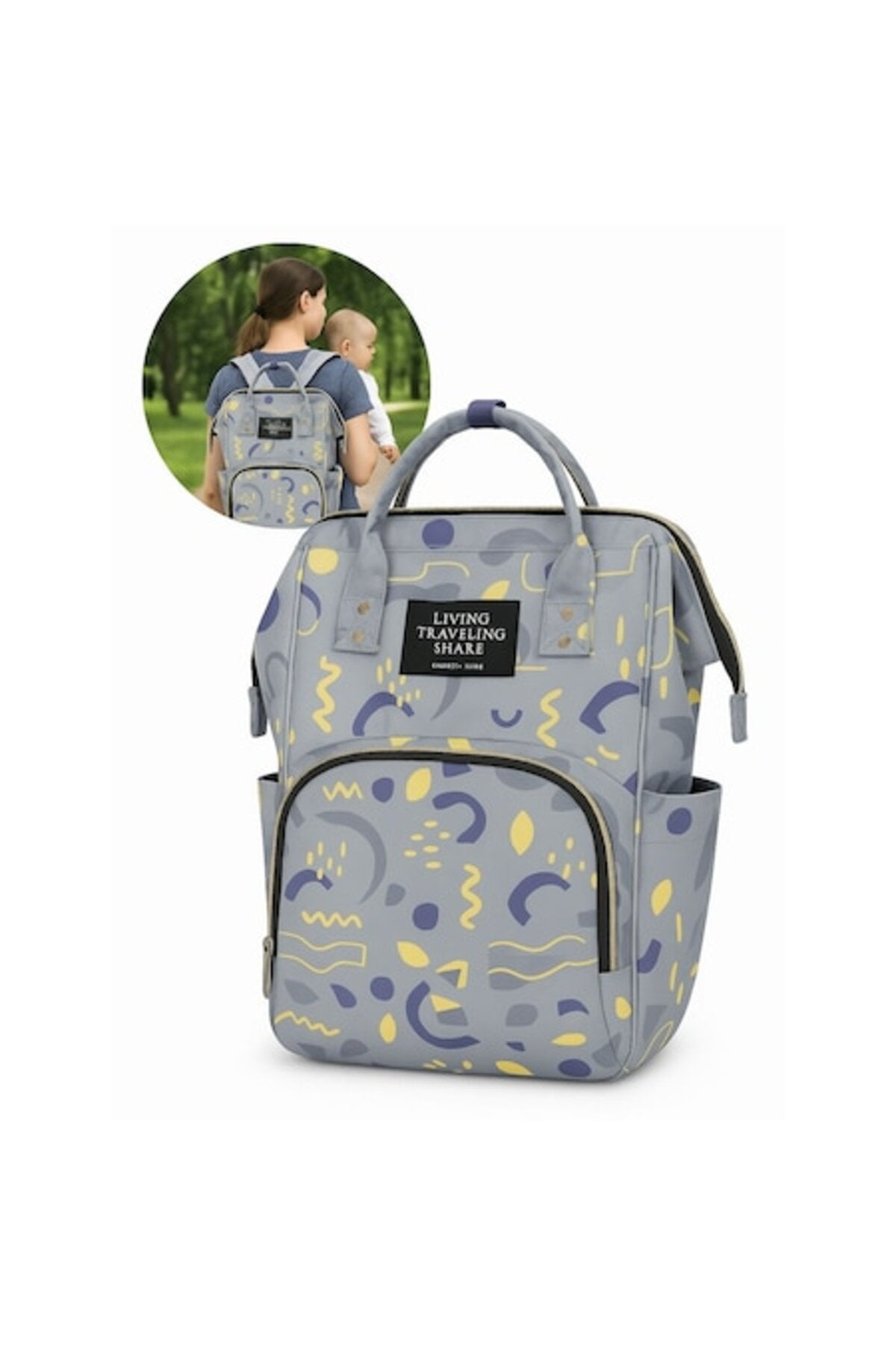 Rucsac multifuncțional pentru mame și bebeluși, mâner de mână/umbrelă și cărucior, multicolor,