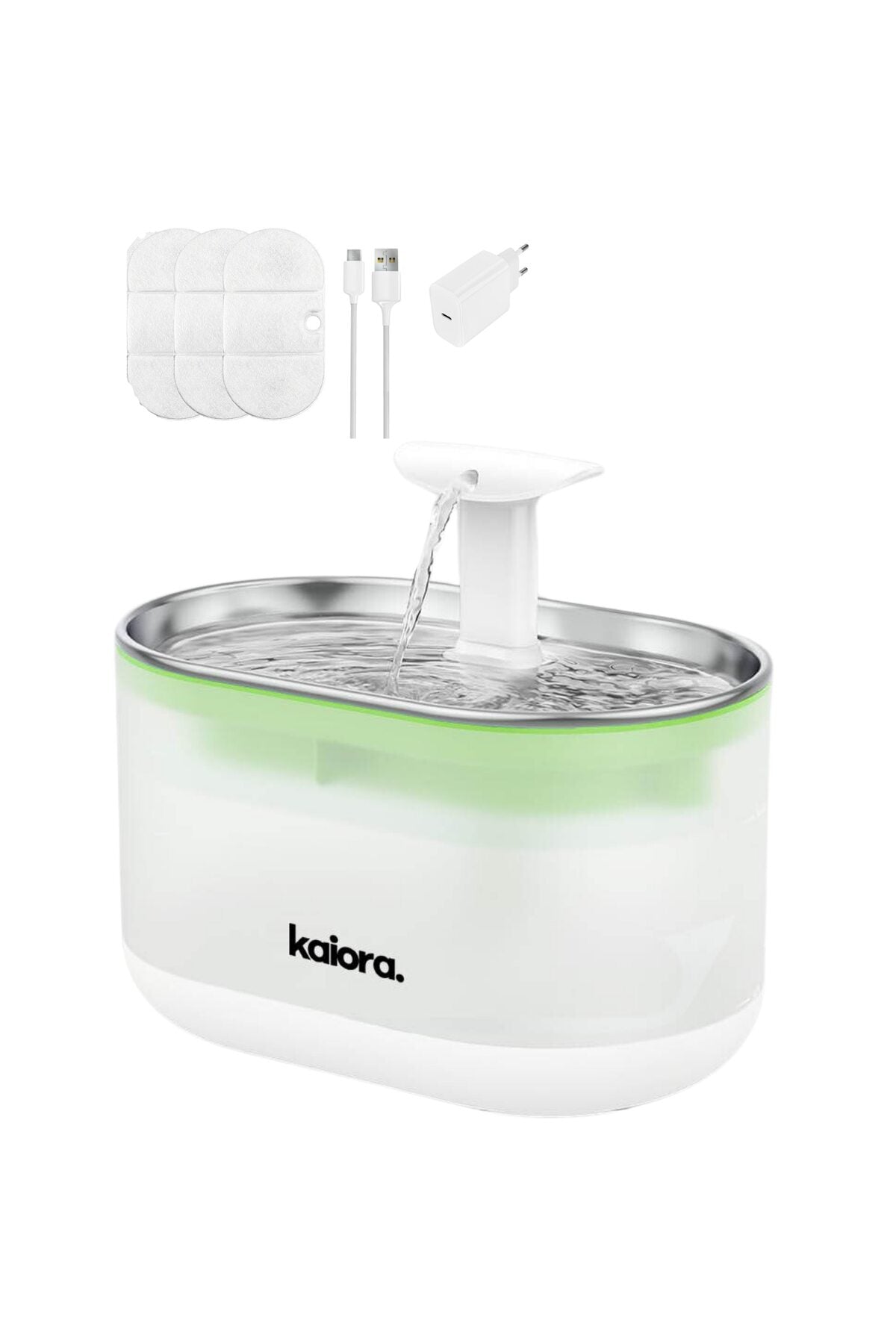 Dispenser automat de apă pentru animale de companie cu tavă din oțel, Kaiora™, sistem de recirculare