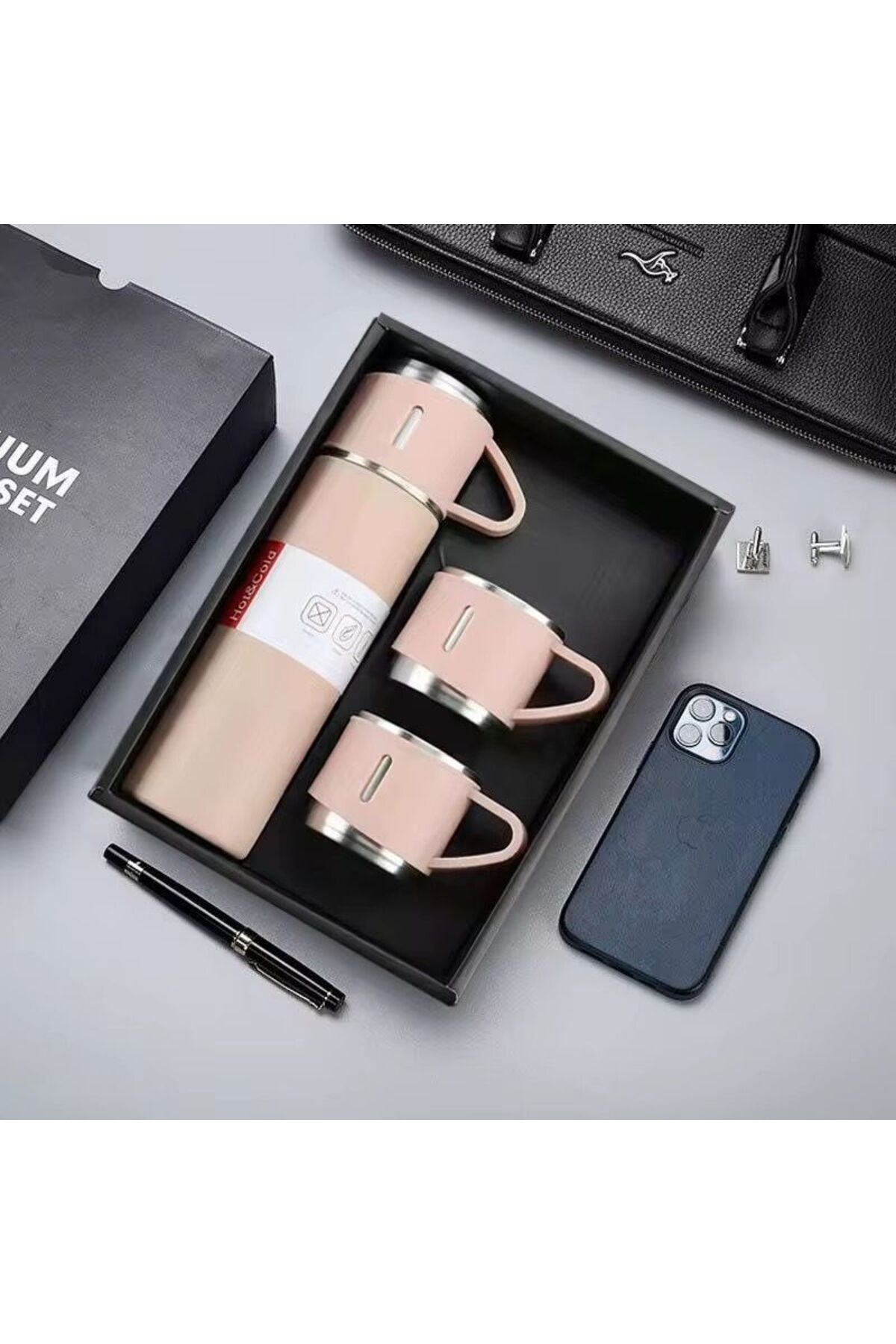 Set Termos Premium cu 2 Căni – Pereți Dubli Vacuum, Design Elegant, Ideal pentru Călătorii, Birou