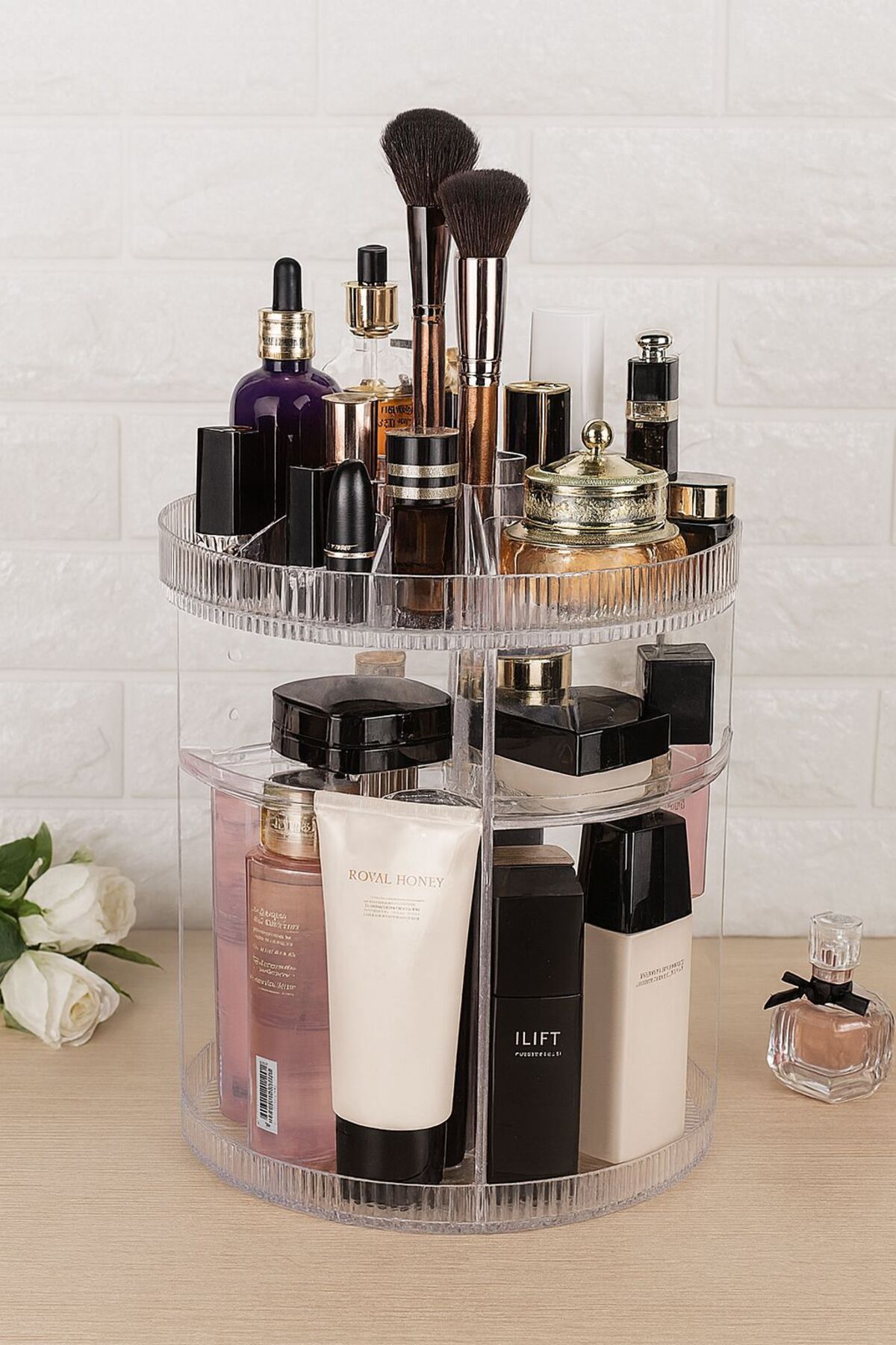 Organizator Cosmetic Rotativ 360°,Reglabil pe Inaltime – Suport Machiaj pentru creme, parfumuri