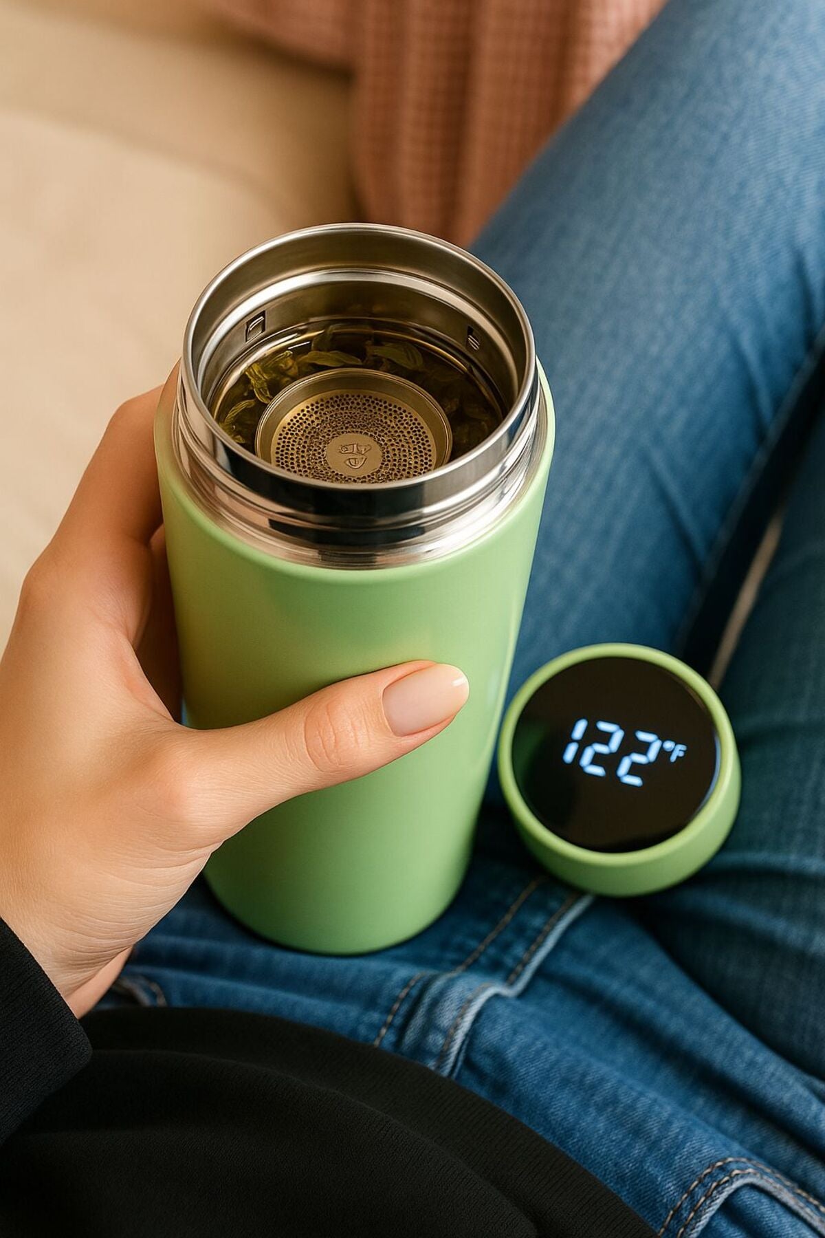 Termos 500ml cu Display pentru Temperatura, Inox Izolat, pentru Cafea, Ceai, Portabil si Ermetic