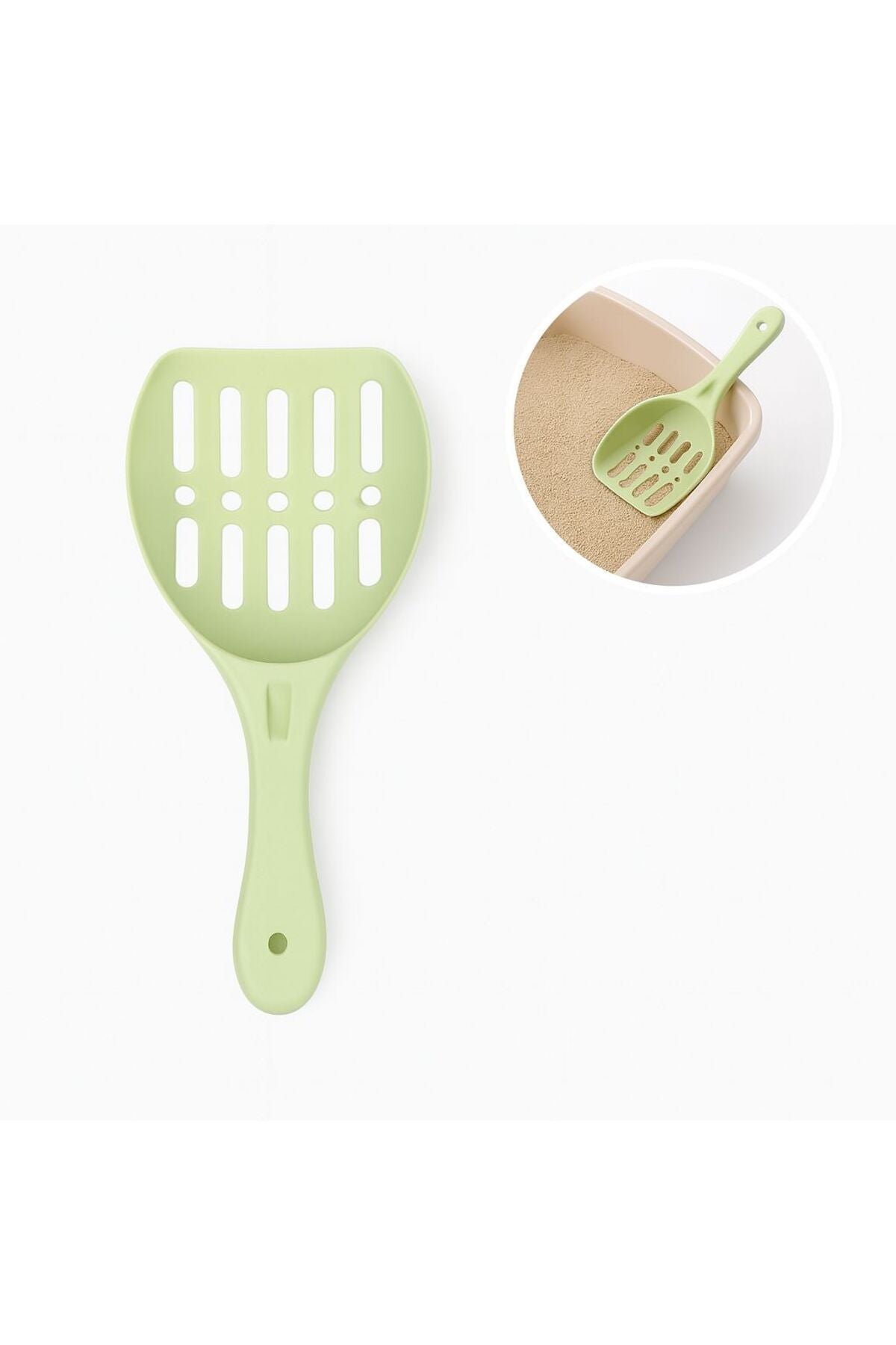Lopată practică din plastic pentru litiera pisicilor, verde