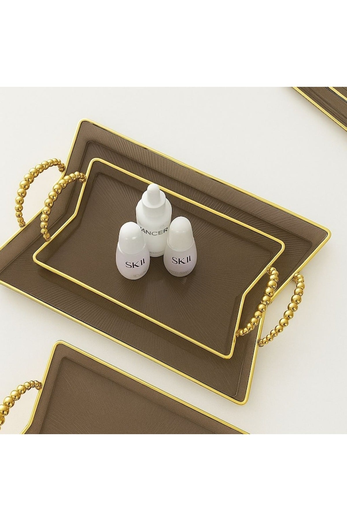 Set 3 Tăvi Decorative cu Mânere – Design Transparent, Elegant și Versatil