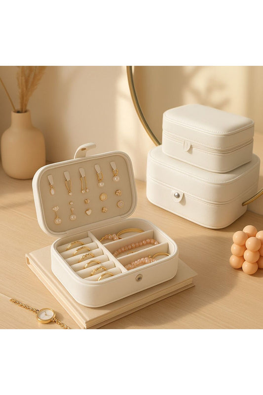 Cutie bijuterii cu 3 compartimente, organizator portabil pentru bijuterii, 16×11×5 cm