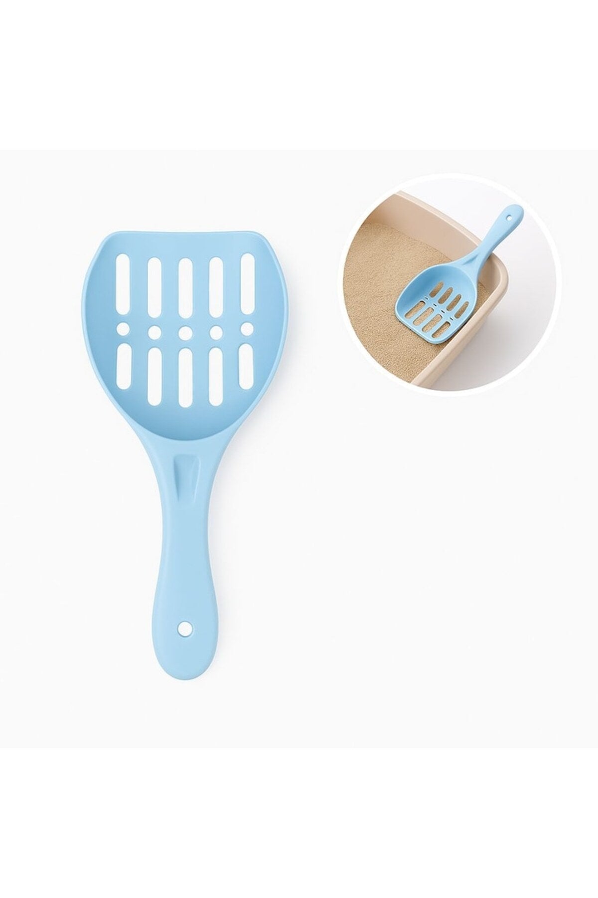 Lopățică din plastic pentru litiera pisicilor, albastră