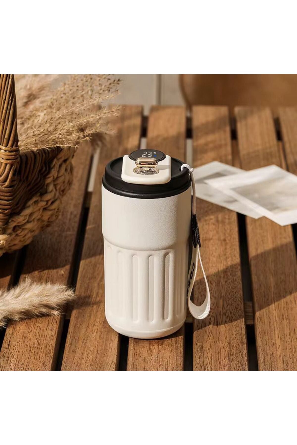 Cana termos cafea, afișaj digital al temperaturii-oțel inoxidabil, păstrează băuturile calde / reci