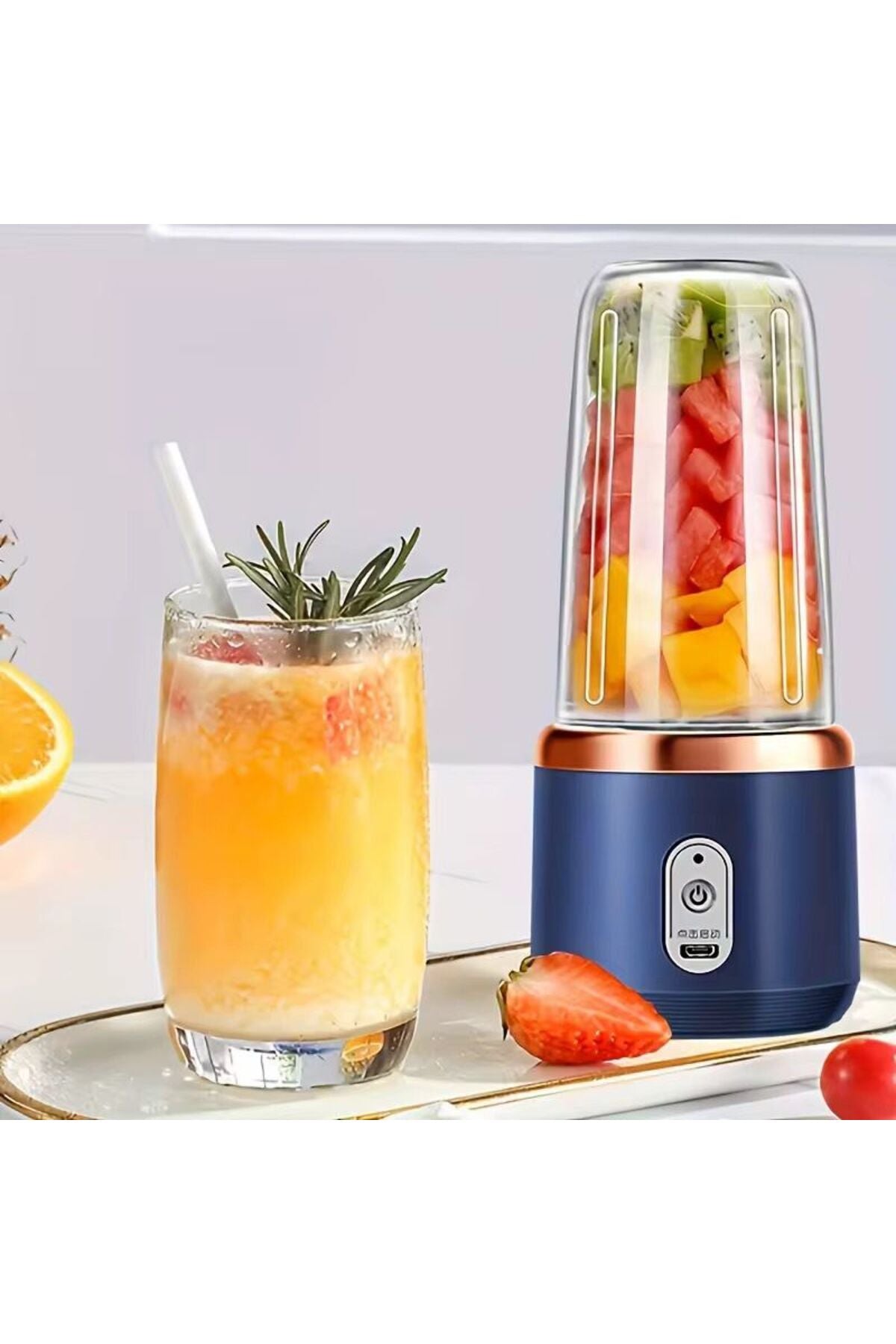 Blender Portabil USB Reincarcabil – Mini Mixer Smoothie, Ideal pentru Acasa, Birou si Calatorii