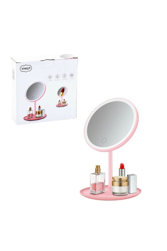 Oglinda Cosmetica Machiaj LED–3 Tipuri de Iluminare, Touch, Rotire 90°, Reincarcare USB