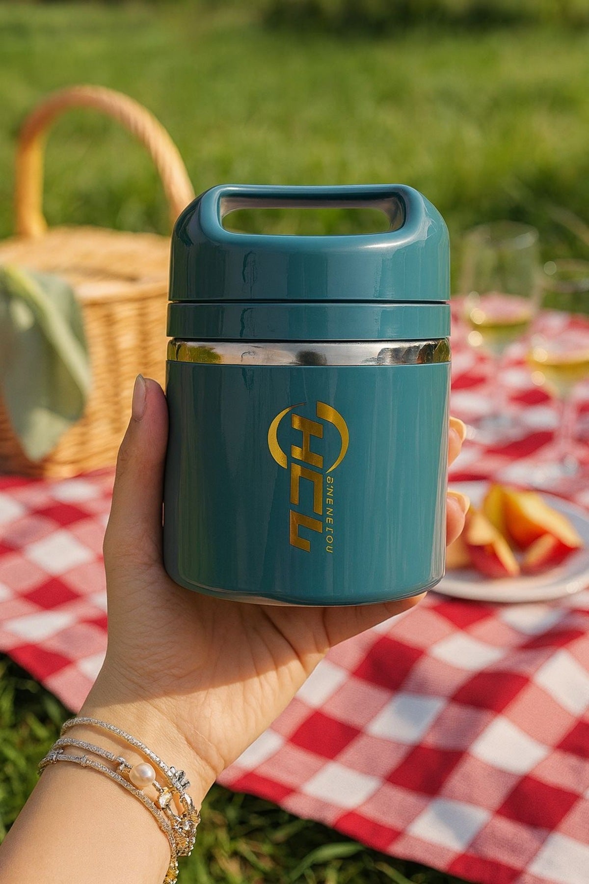 Caserola Termica Albastra 630 ml cu Interior din Inox – Lunch Box pentru Mancare
