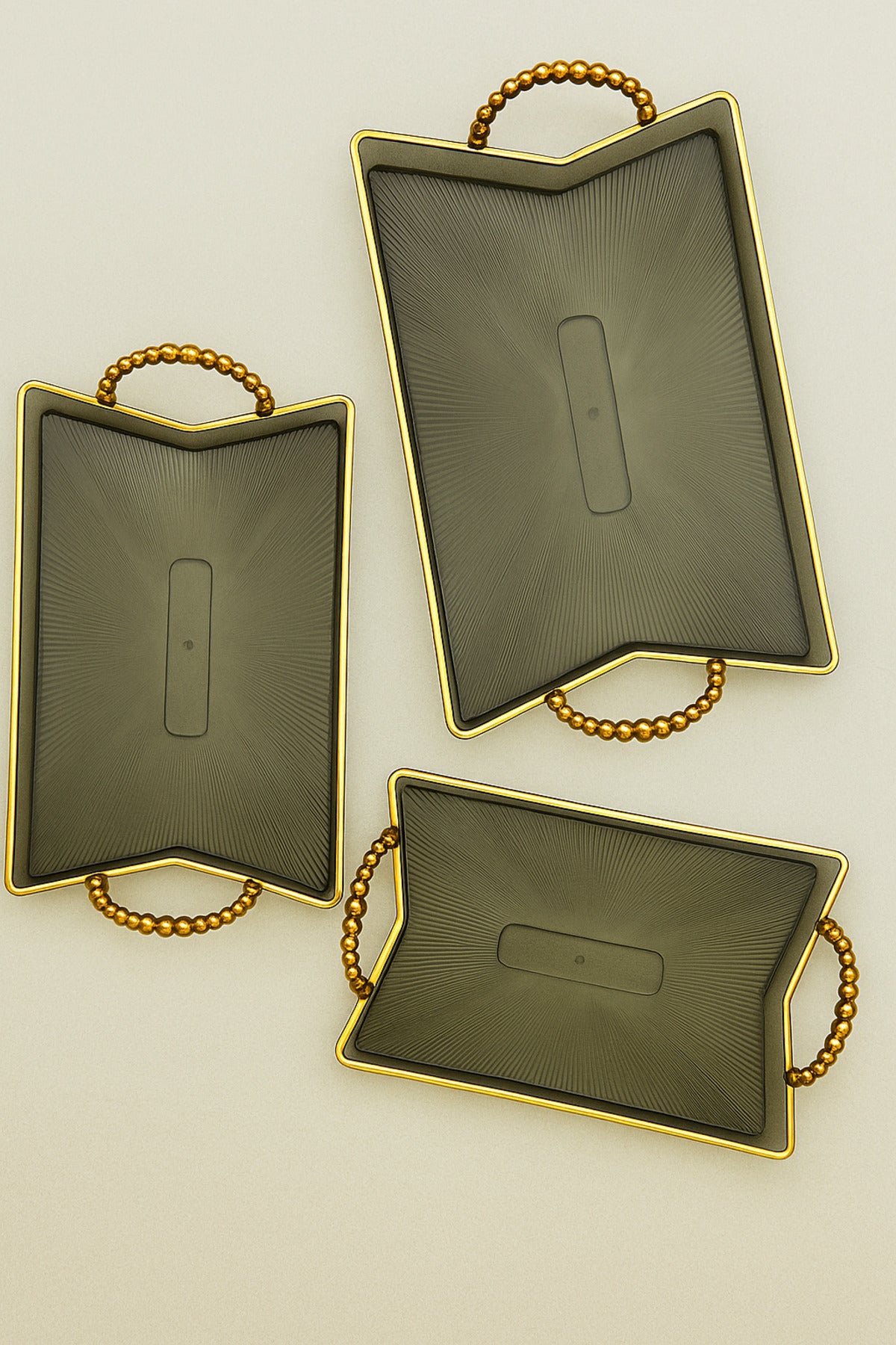 Set 3 Tăvi Decorative cu Mânere – Design Transparent, Elegant și Versatil
