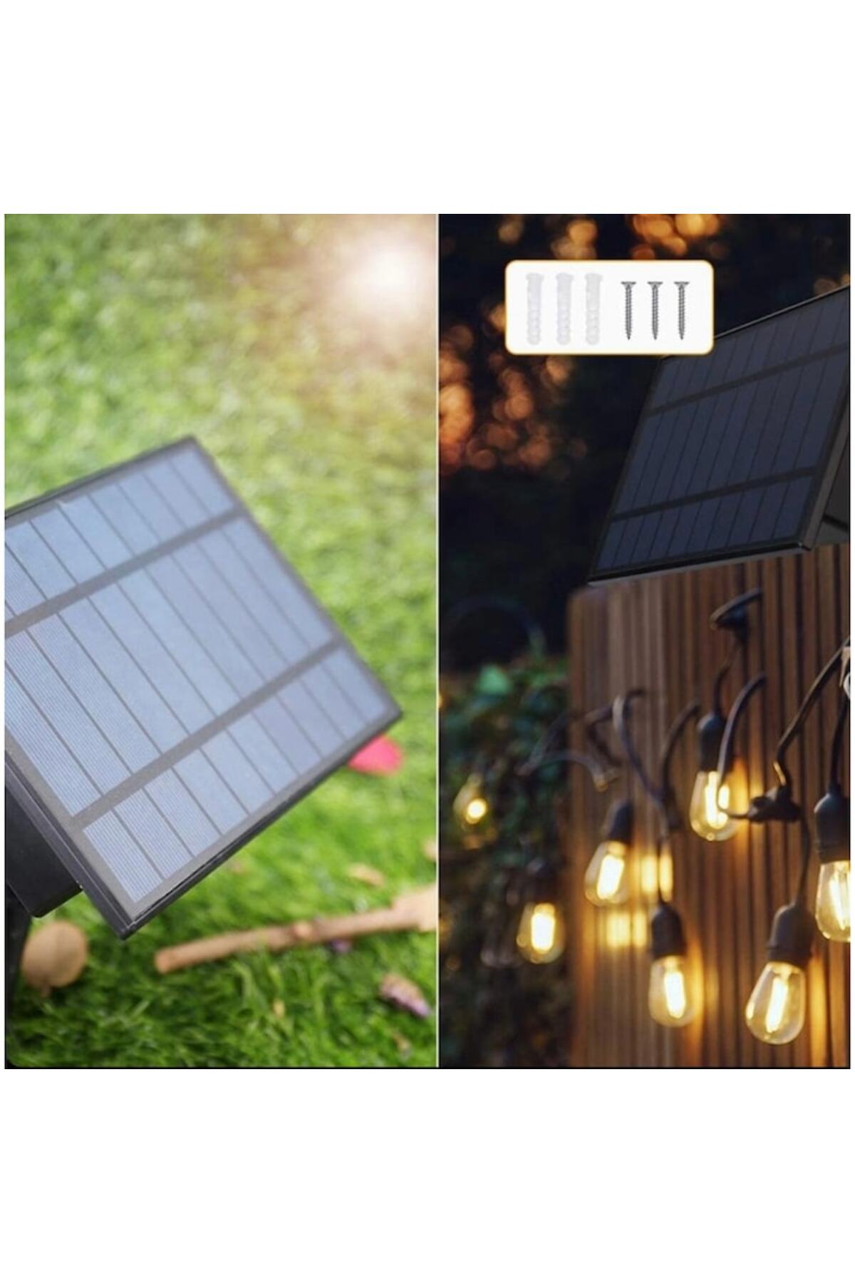 Ghirlanda Solară LED Exterior cu 10 BecurI Retro– IP65, 8 Moduri Iluminare, Pentru Terasă și Grădină