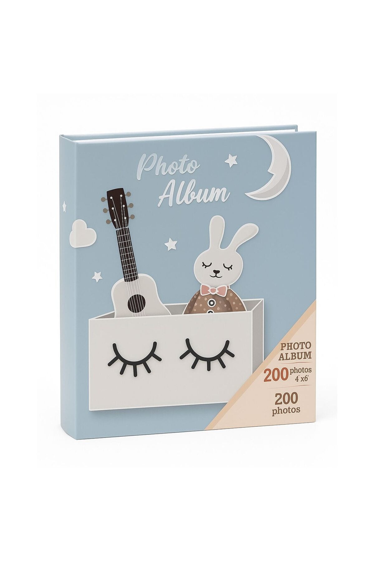 Album Foto pentru Copii – Design cu Iepuras si Chitara, 200 fotografii 10x15 cm, albastru