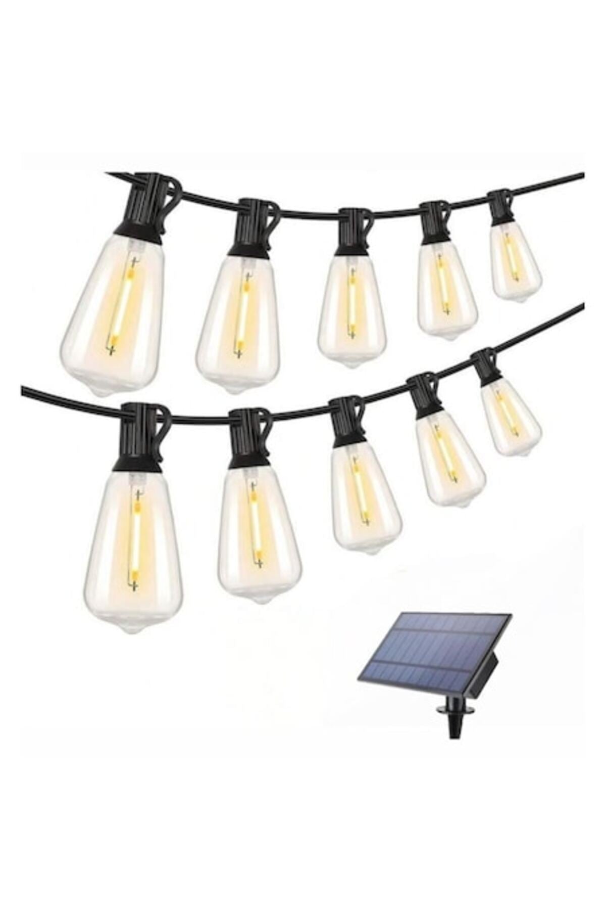 Ghirlanda Solară LED Exterior cu 10 BecurI Retro– IP65, 8 Moduri Iluminare, Pentru Terasă și Grădină