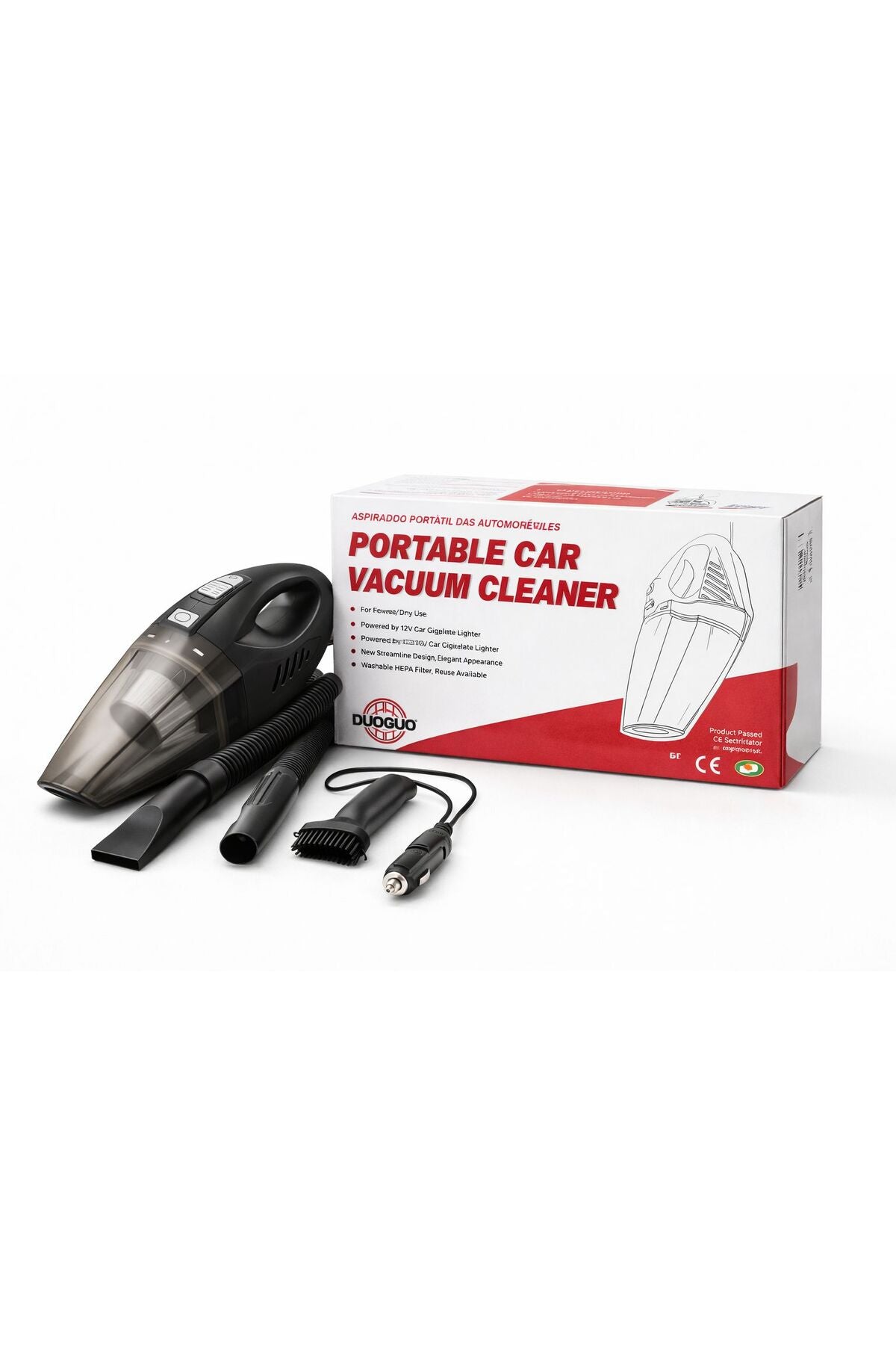 Aspirator auto portabil 12V cu alimentare la brichetă, funcție Wet and Dry, mașină
