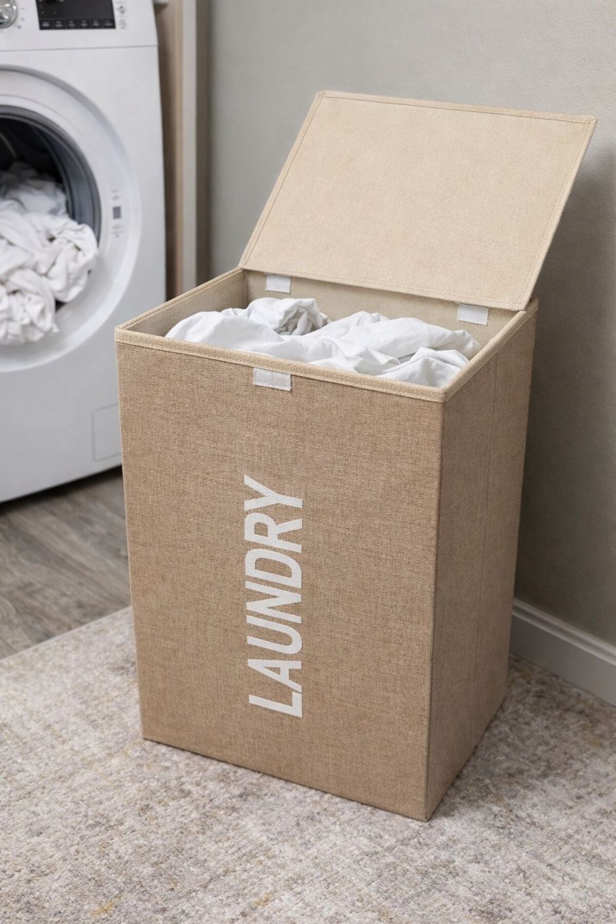 Coș de rufe Laundry cu capac, 33x33x53 cm – Coș depozitare rufe, design modern, organizare eficientă