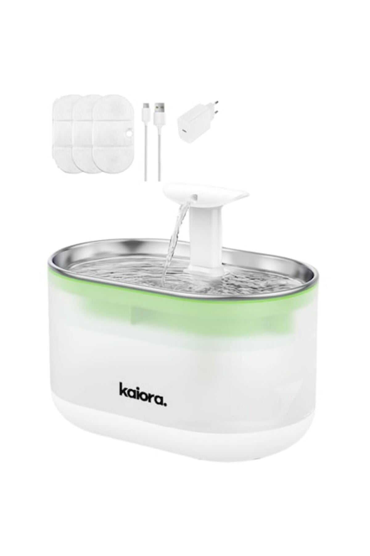 Dispenser automat de apă pentru animale de companie cu tavă din oțel, Kaiora™, sistem de recirculare