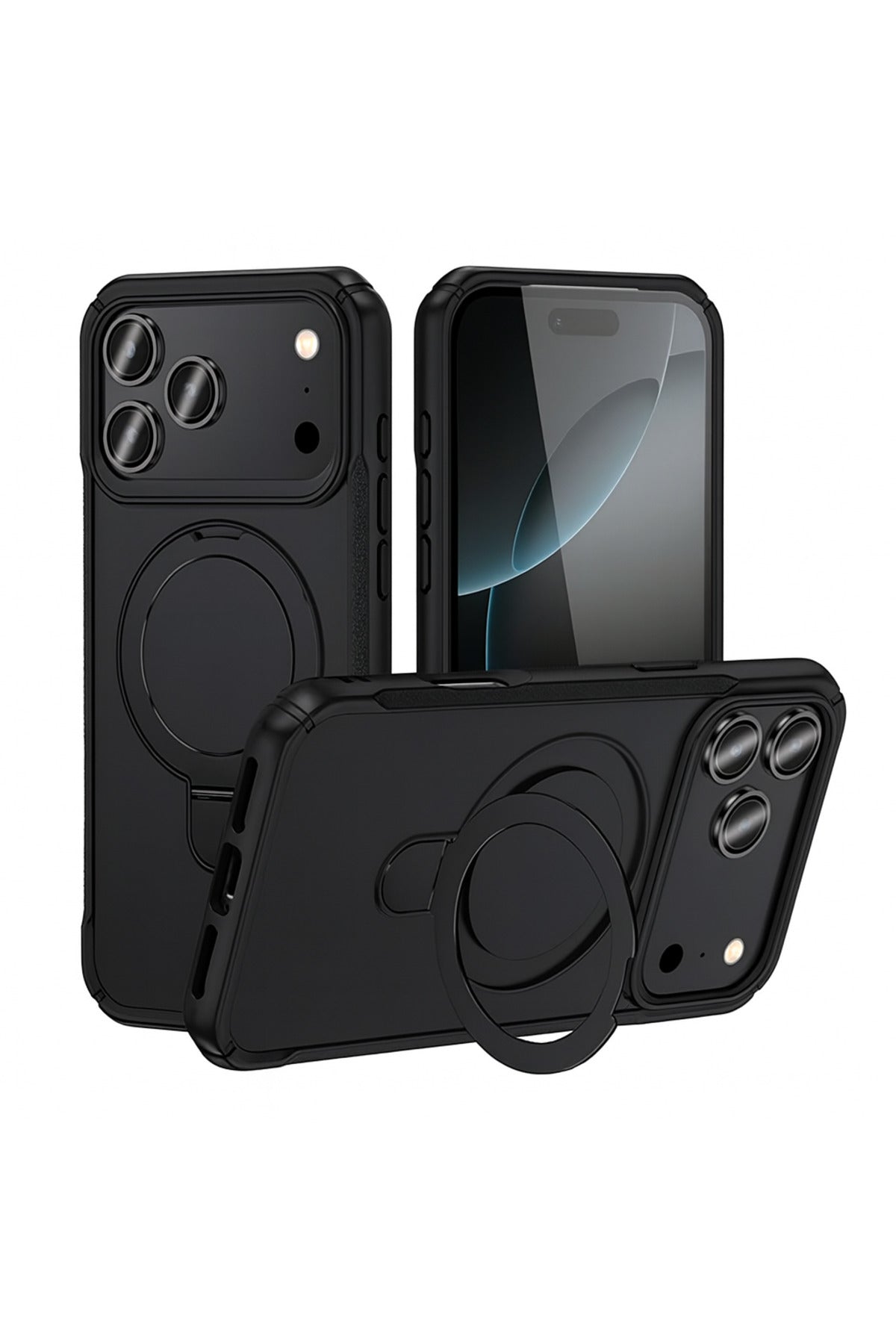 Husa MagRing, Suport inel, MagSafe, iPhone 17 Pro Max, Protectie Antisoc Camera, Negru