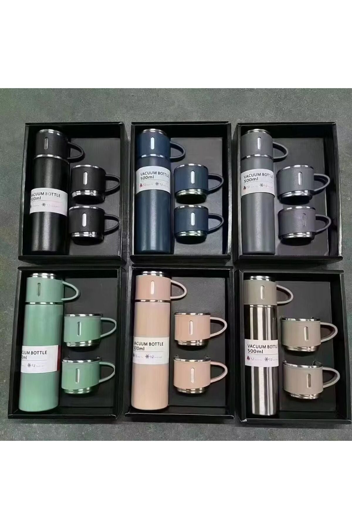 Set Termos Premium cu 2 Căni – Pereți Dubli Vacuum, Design Elegant, Ideal pentru Călătorii, Birou