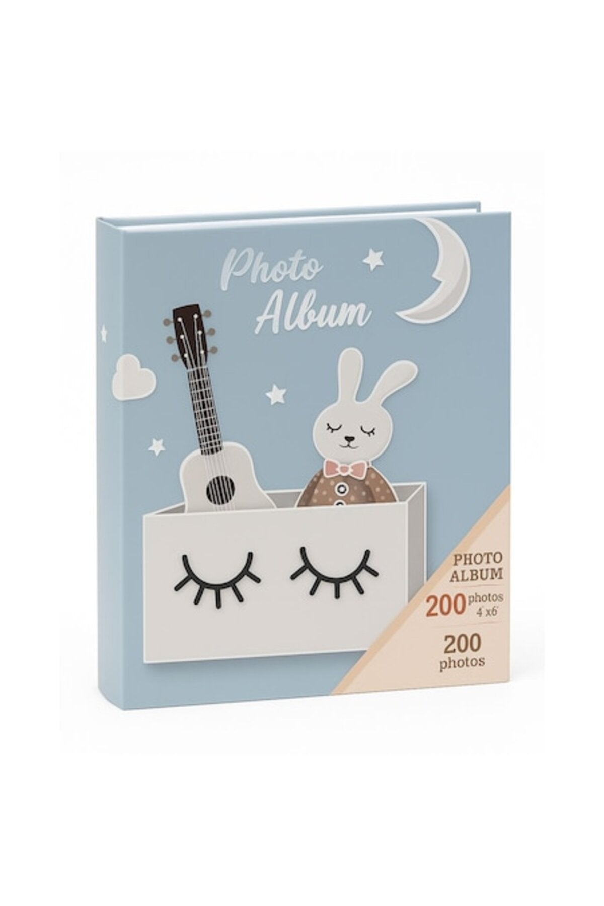 Album Foto pentru Copii – Design cu Iepuras si Chitara, 200 fotografii 10x15 cm, albastru