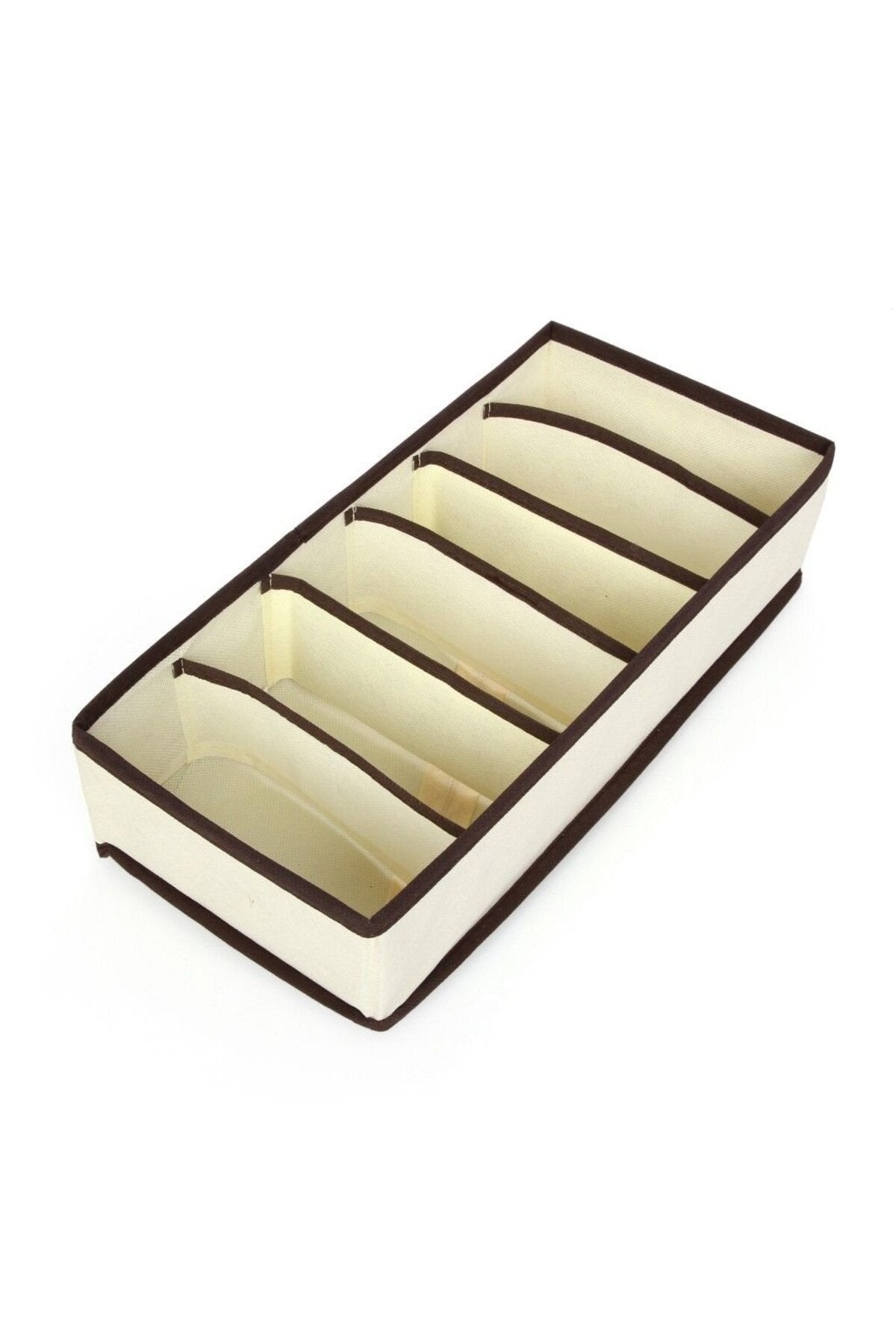 Cutie de depozitare, pentru lenjerie intimă, material textil, 6 compartimente, 32 x 16 x 10 cm, bej