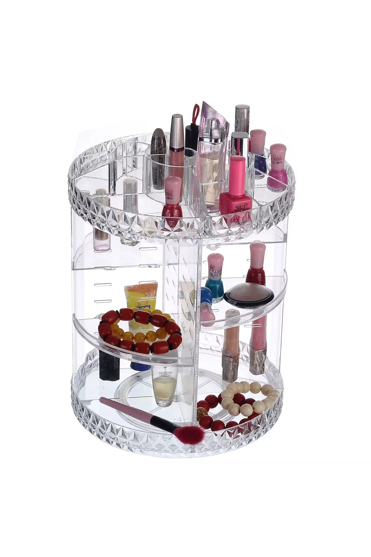 Organizator Cosmetice Rotativ 360°, Design Compact, Ideal Pentru Machiaj, Transparent