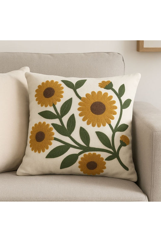 Perna decorativă cu broderie floarea pentru canapea, 40x40 cm