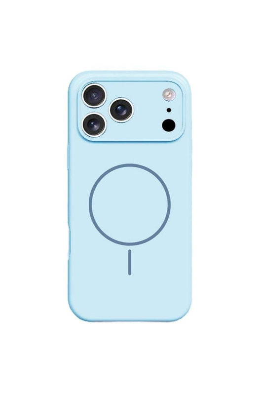 Husa Antishock Magsafe pentru iPhone 17 Pro Max, Protectie camera, Silicon, Albastru deschis