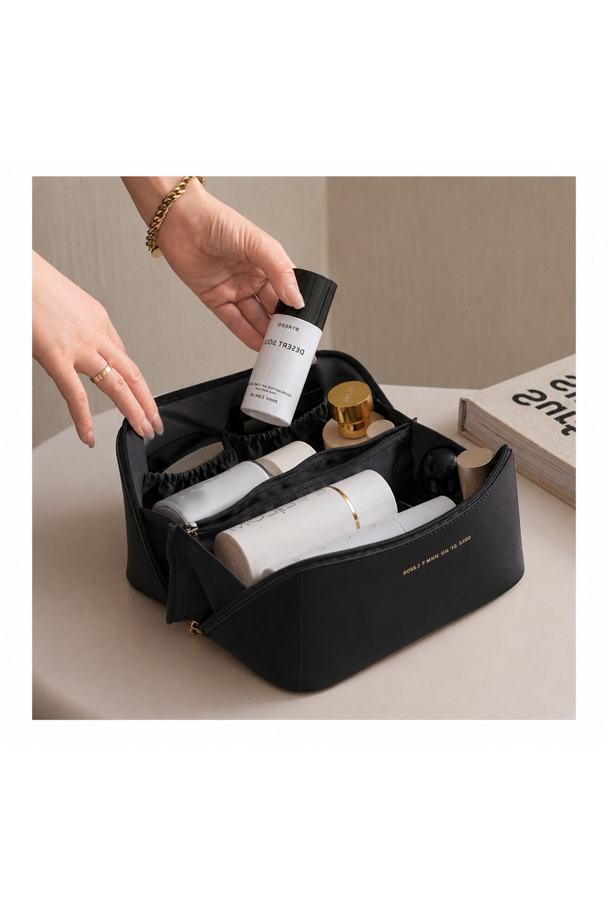 Geanta Cosmetica Organizator Calatorii, Compartimente Multiple, Maner Transport, Portfard Machiaj si Produse Ingrijire, 