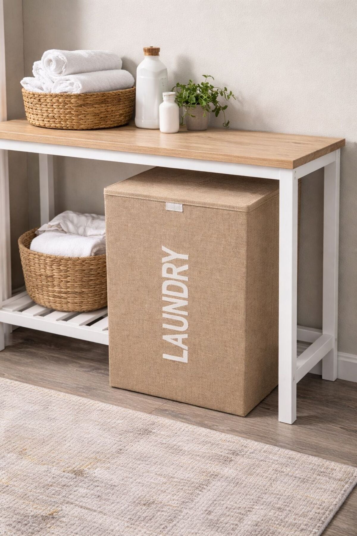 Coș de rufe Laundry cu capac, 33x33x53 cm – Coș depozitare rufe, design modern, organizare eficientă