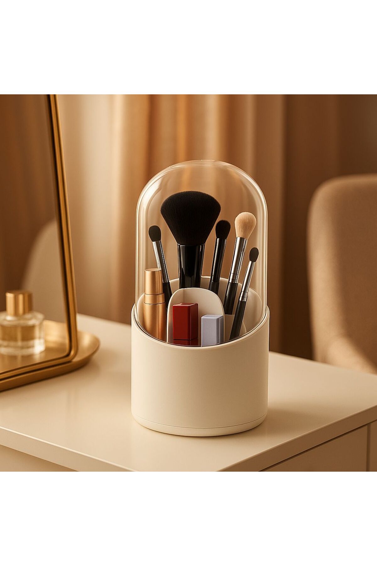 Oraganizator pensule de machiaj cu capac protector – Design elegant și igienic