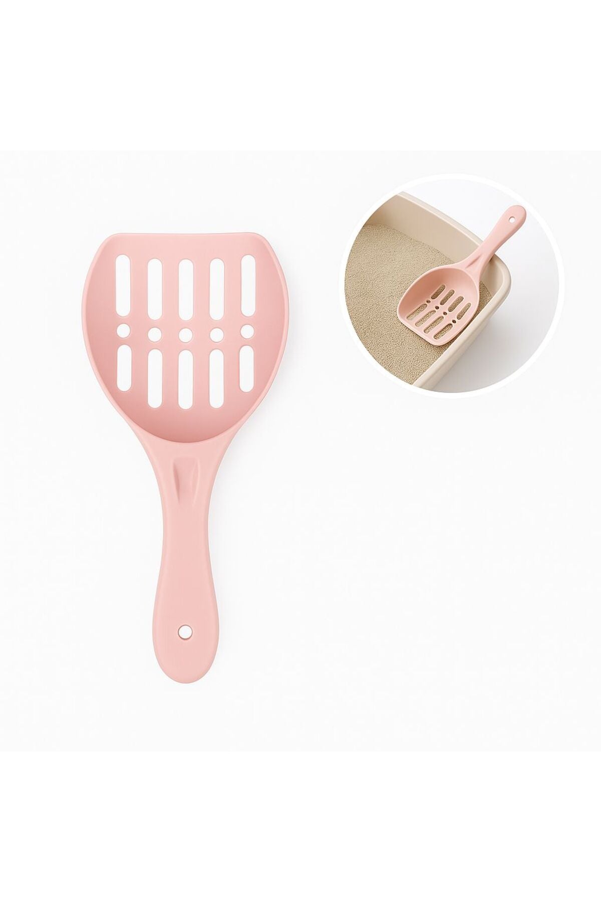 Lopățică practică din plastic pentru așternut pentru pisici, roz