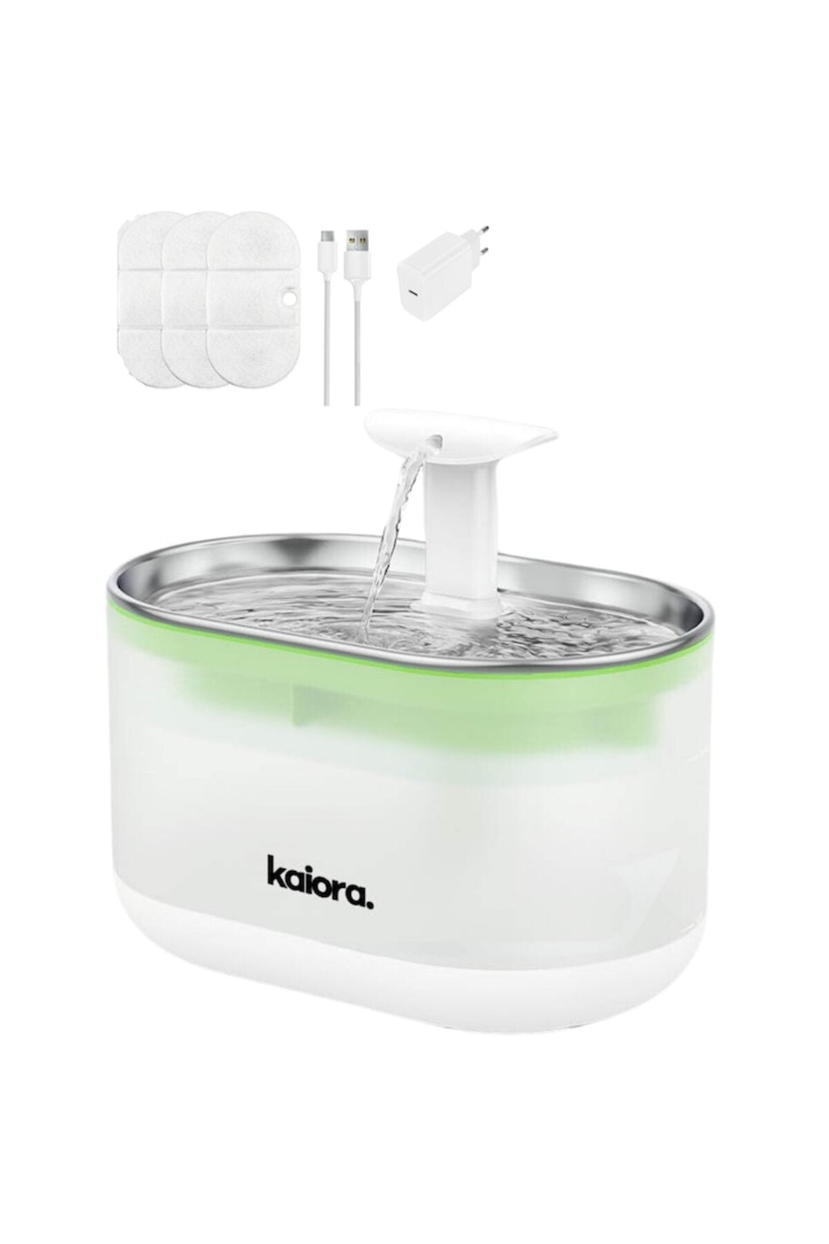 Dispenser automat de apă pentru animale de companie cu tavă din oțel, Kaiora™, sistem de recirculare