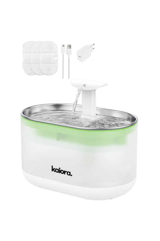 Dispenser automat de apă pentru animale de companie cu tavă din oțel, Kaiora™, sistem de recirculare